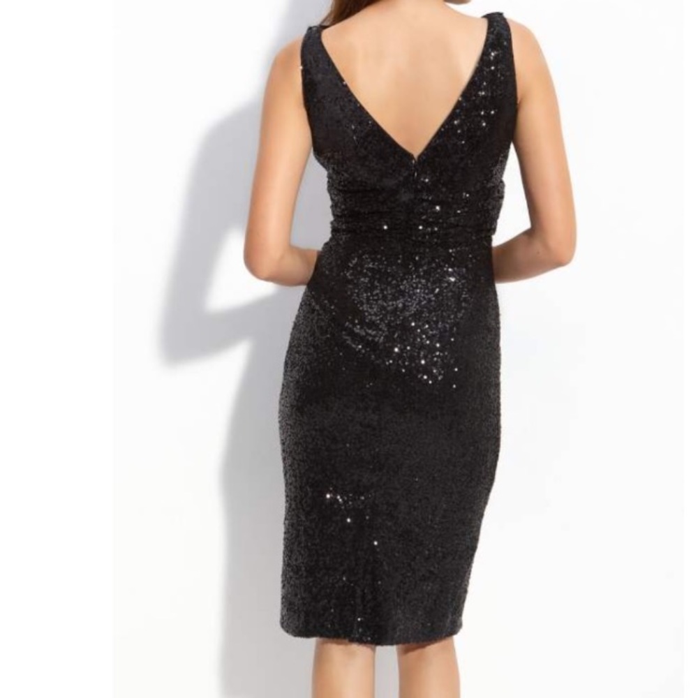 Eliza J Sequin V-Neck Sheath Cocktail Party Dress - Picture 2 of 8
